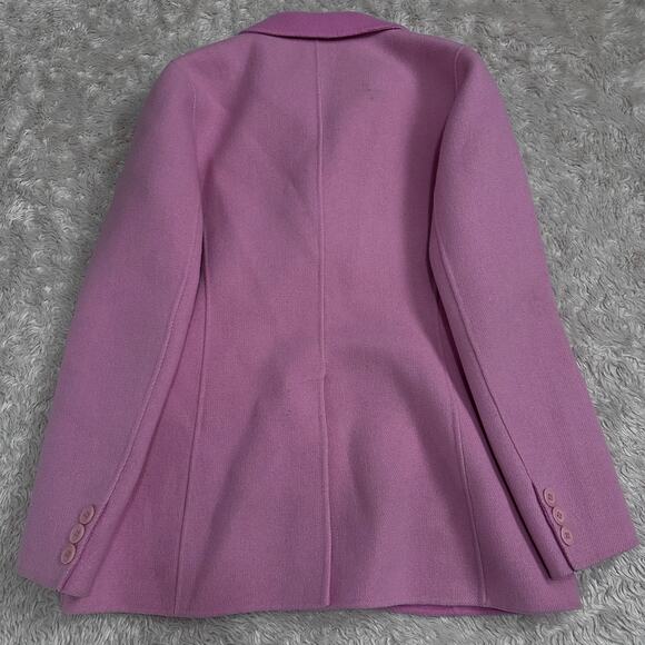 Vintage 80s Jôn Tailored Flocked Wool Knit Blazer Jacket Collared Candy Pink - Picture 7 of 14